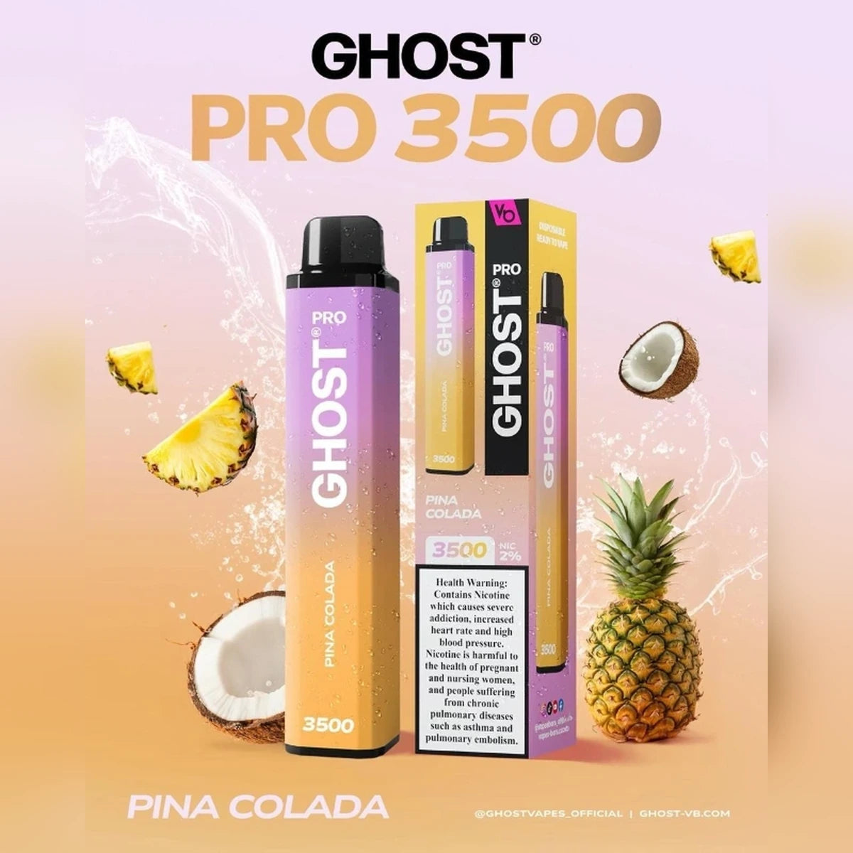 Ghost Pro 3500 Puffs 2% Disposable Vape UAE Pina Colada