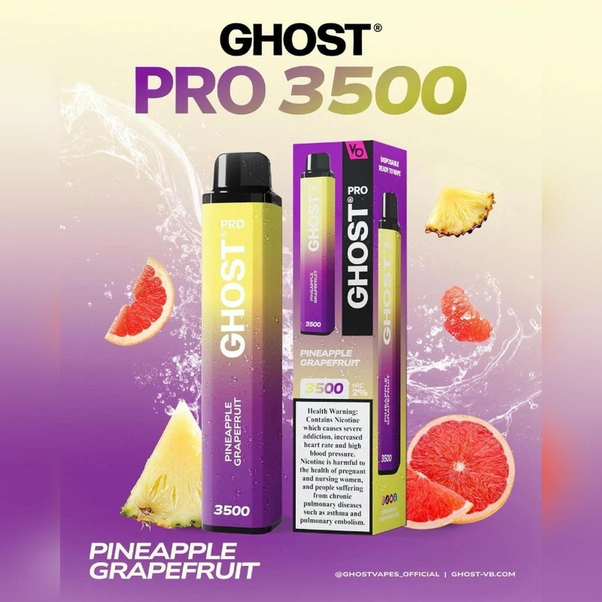 Ghost Pro 3500 Puffs 2% Disposable Vape UAE Pineapple Grape Fruit