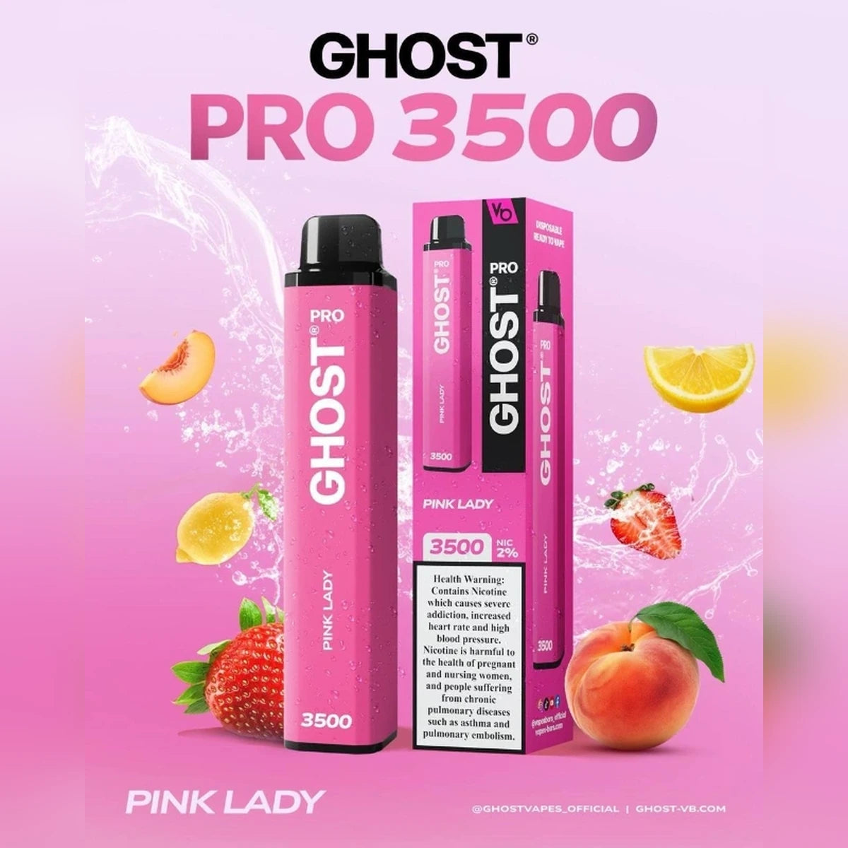 Ghost Pro 3500 Puffs 2% Disposable Vape UAE Pink Lady