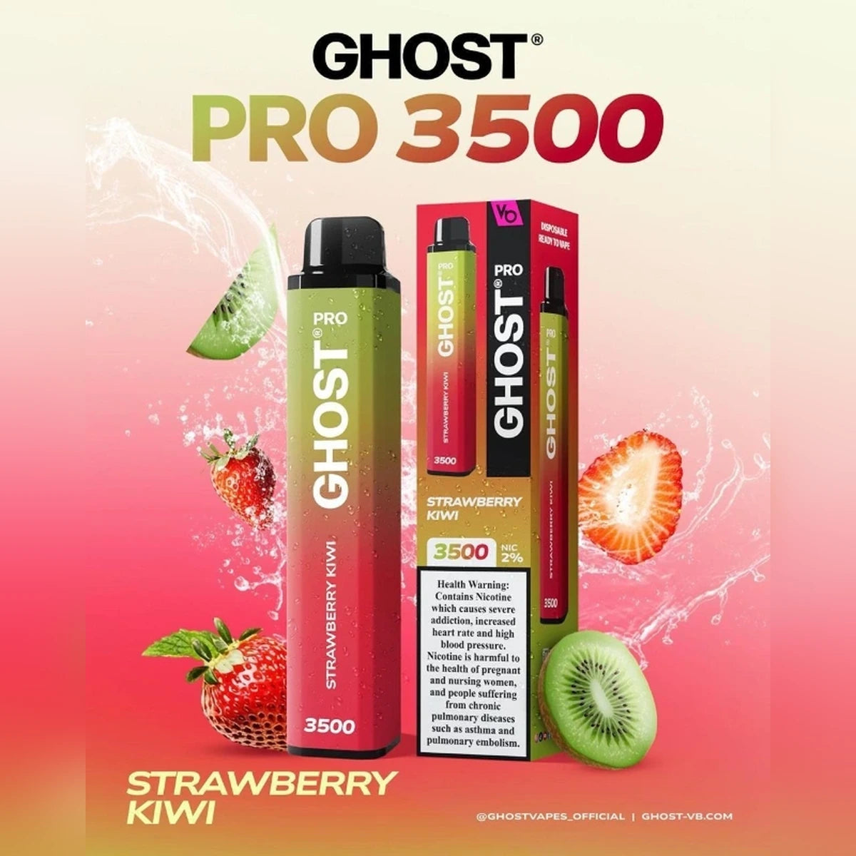 Ghost Pro 3500 Puffs 2% Disposable Vape UAE Strawberry Kiwi
