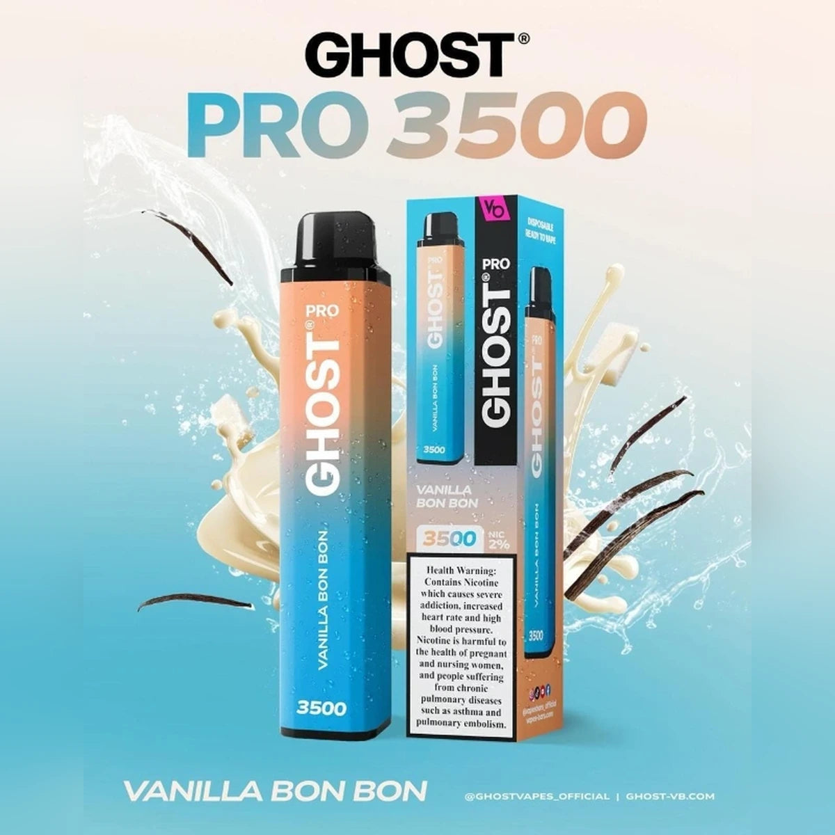 Ghost Pro 3500 Puffs 2% Disposable Vape UAE Vanilla Bon Bon