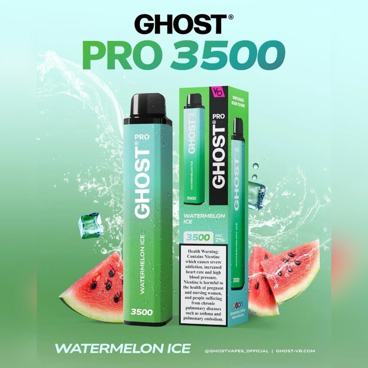 Ghost Pro 3500 Puffs 2% Disposable Vape UAE Watermelon Ice