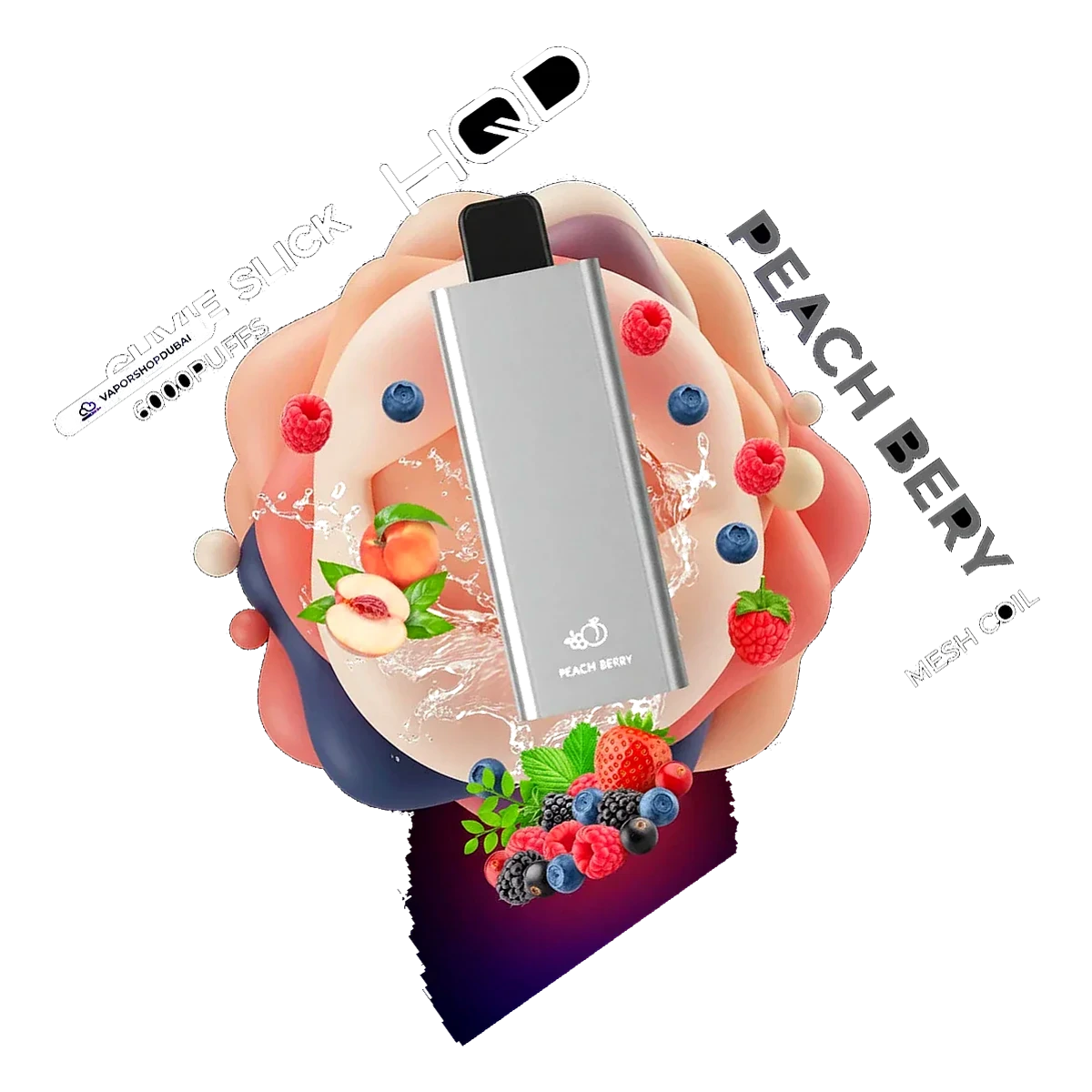 HQD Cuvie Slick 6000 Puffs Disposable Pod Device peach-berry UAE | Emirates Vapor