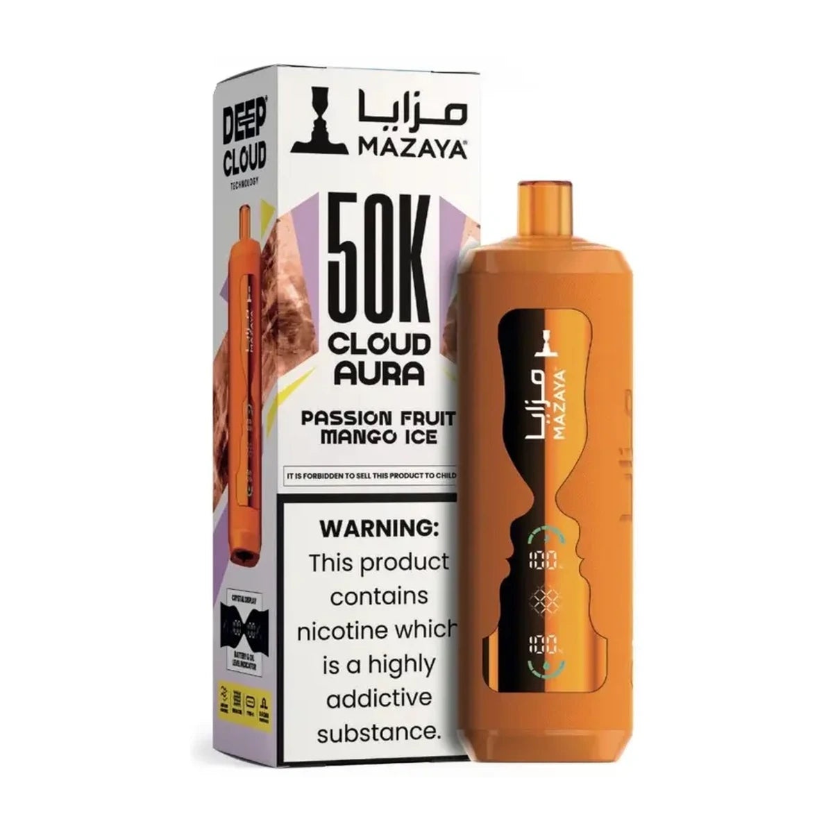 Mazaya Cloud AURA 50000 Puffs Passion Fruit Mango Ice Disposable Vape UAE