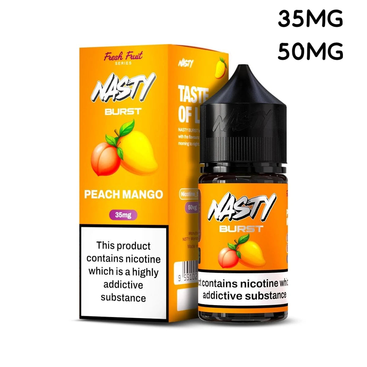 Nasty Burst Peach Mango 30ml Nic Salt E-Liquid 35mg 50mg UAE
