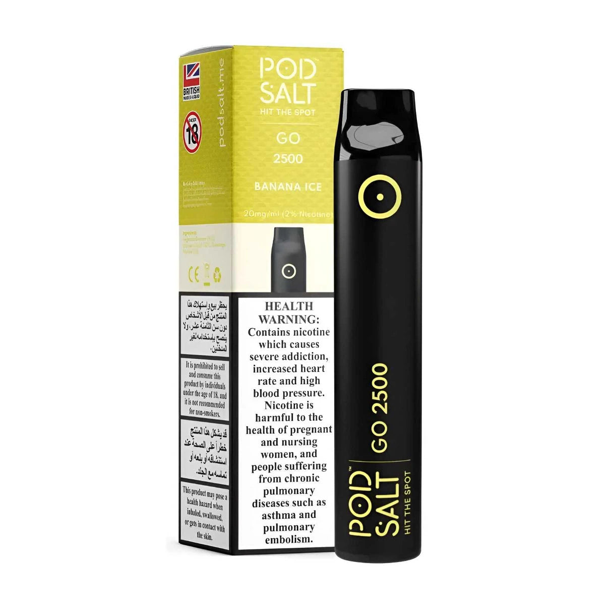 Pod Salt GO 2500 Puffs Disposable Vape UAE Banana Ice