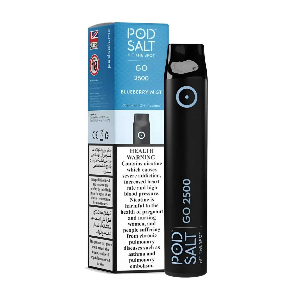 Pod Salt GO 2500 Puffs Disposable Vape UAE Blueberry Mist