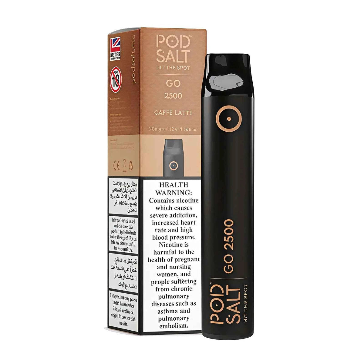 Pod Salt GO 2500 Puffs Disposable Vape UAE Caffe Latte