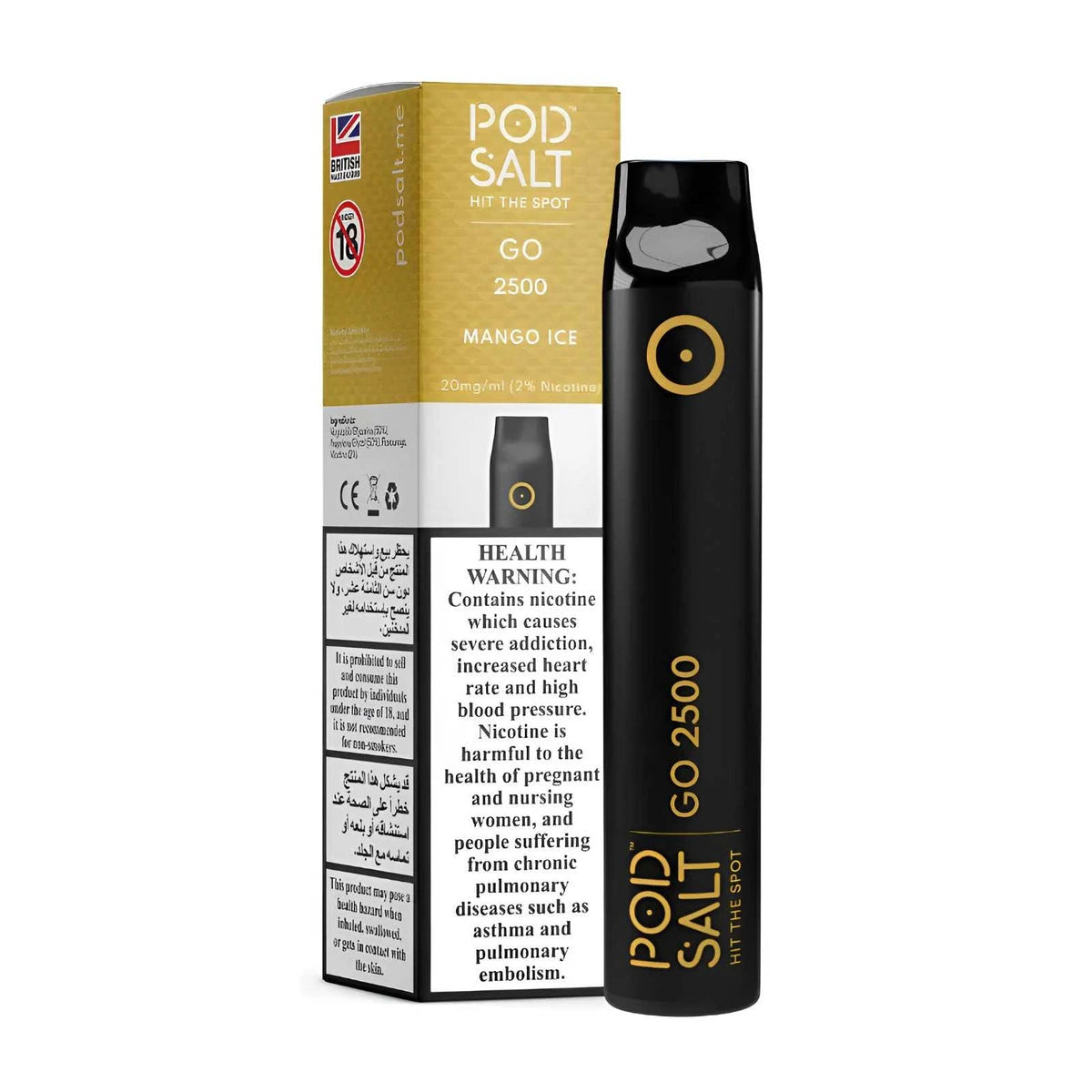 Pod Salt GO 2500 Puffs Disposable Vape UAE Mango Ice