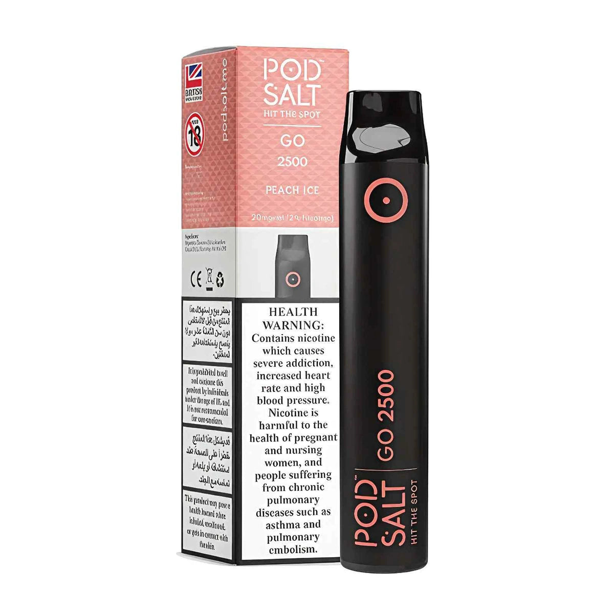 Pod Salt GO 2500 Puffs Disposable Vape UAE Peach Ice