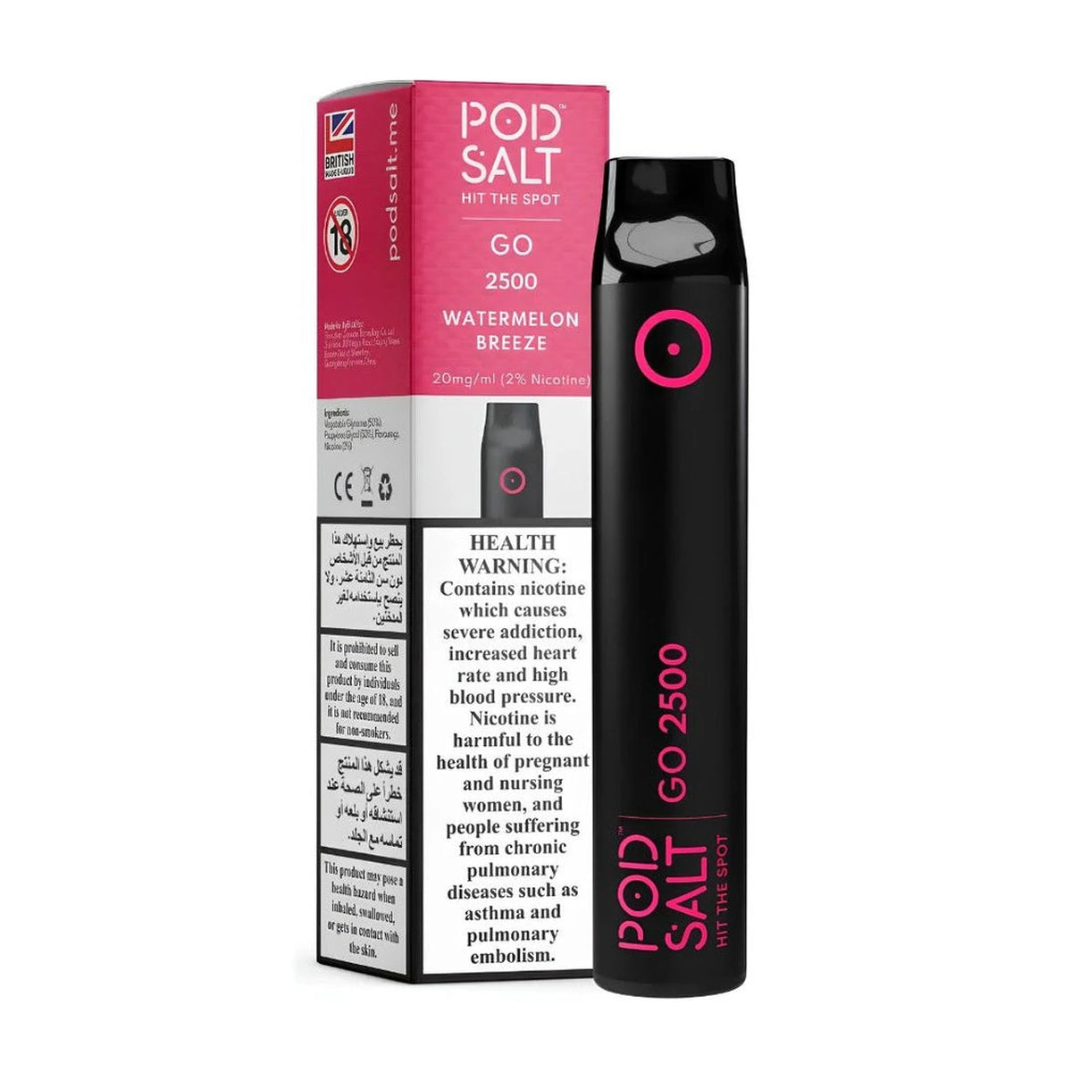 Pod Salt GO 2500 Puffs Disposable Vape UAE Watermelon Breeze
