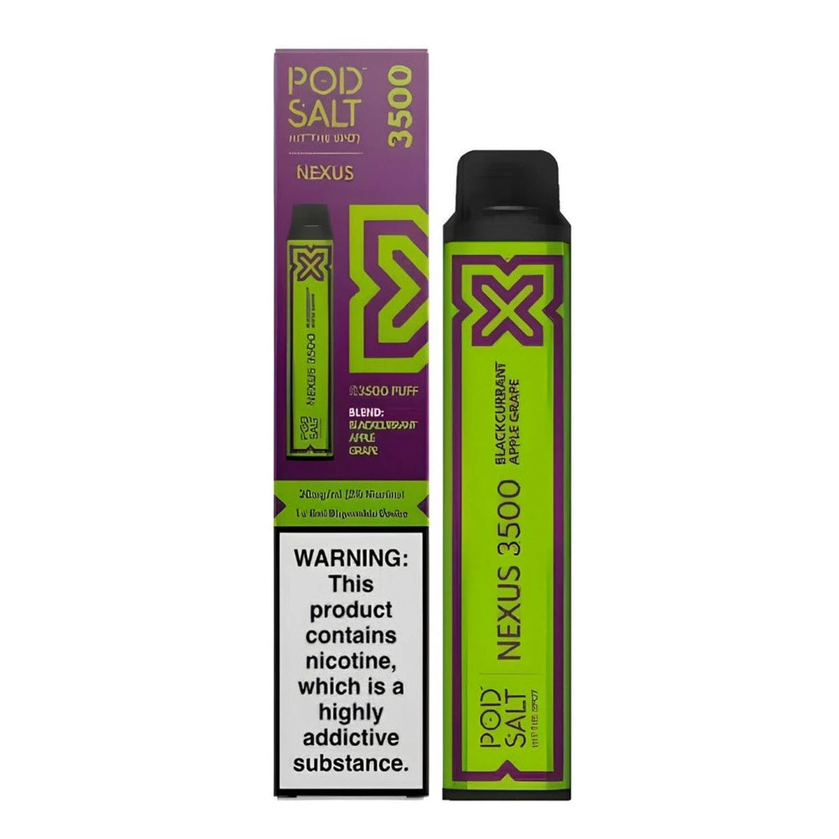 Pod Salt Nexus 3500 Puffs Disposable Vape UAE Blackcurrant Apple Grape