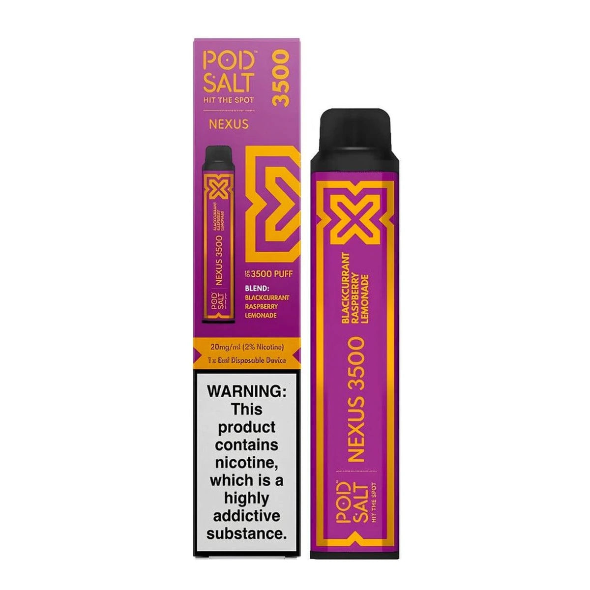Pod Salt Nexus 3500 Puffs Disposable Vape UAE Blackcurrant Raspberry Lemonade