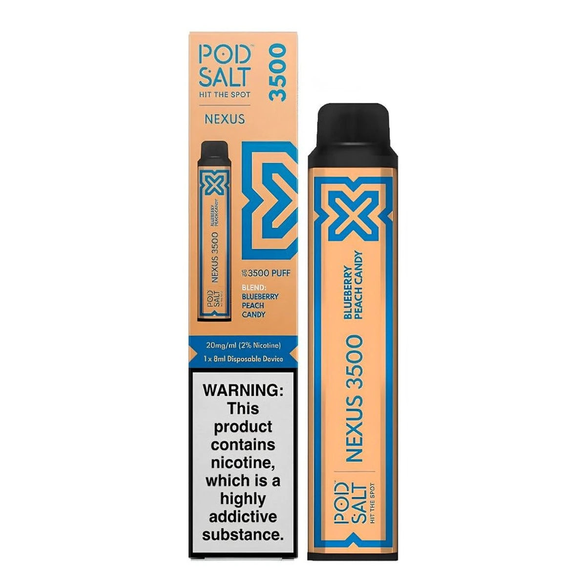 Pod Salt Nexus 3500 Puffs Disposable Vape UAE Blueberry Peach Candy