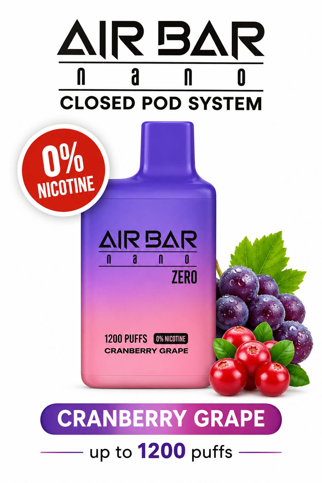 AIRBAR NANO ZERO 1200 Puffs Zero nicotine Disposable Vape UAE