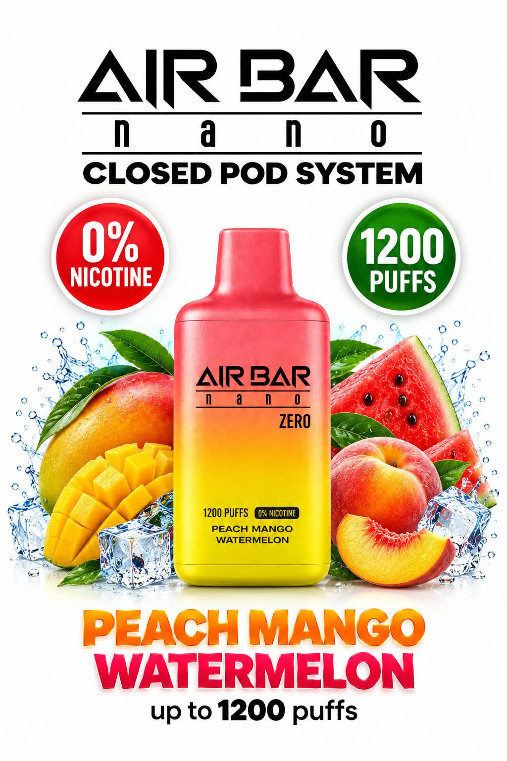 AIRBAR NANO ZERO 1200 Puffs Zero nicotine Disposable Vape UAE