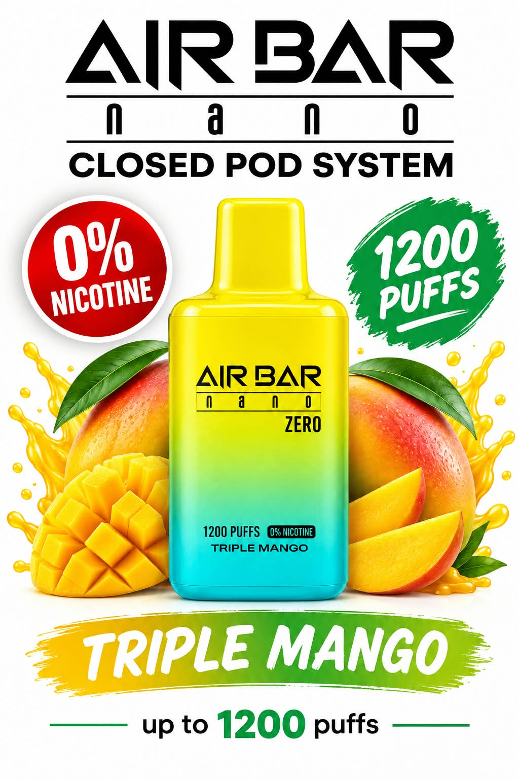 AIRBAR NANO ZERO 1200 Puffs Zero nicotine Disposable Vape UAE