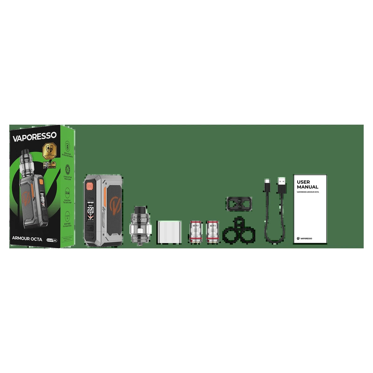 Vaporesso Armour Octa 220W Kit UAE what is in the box