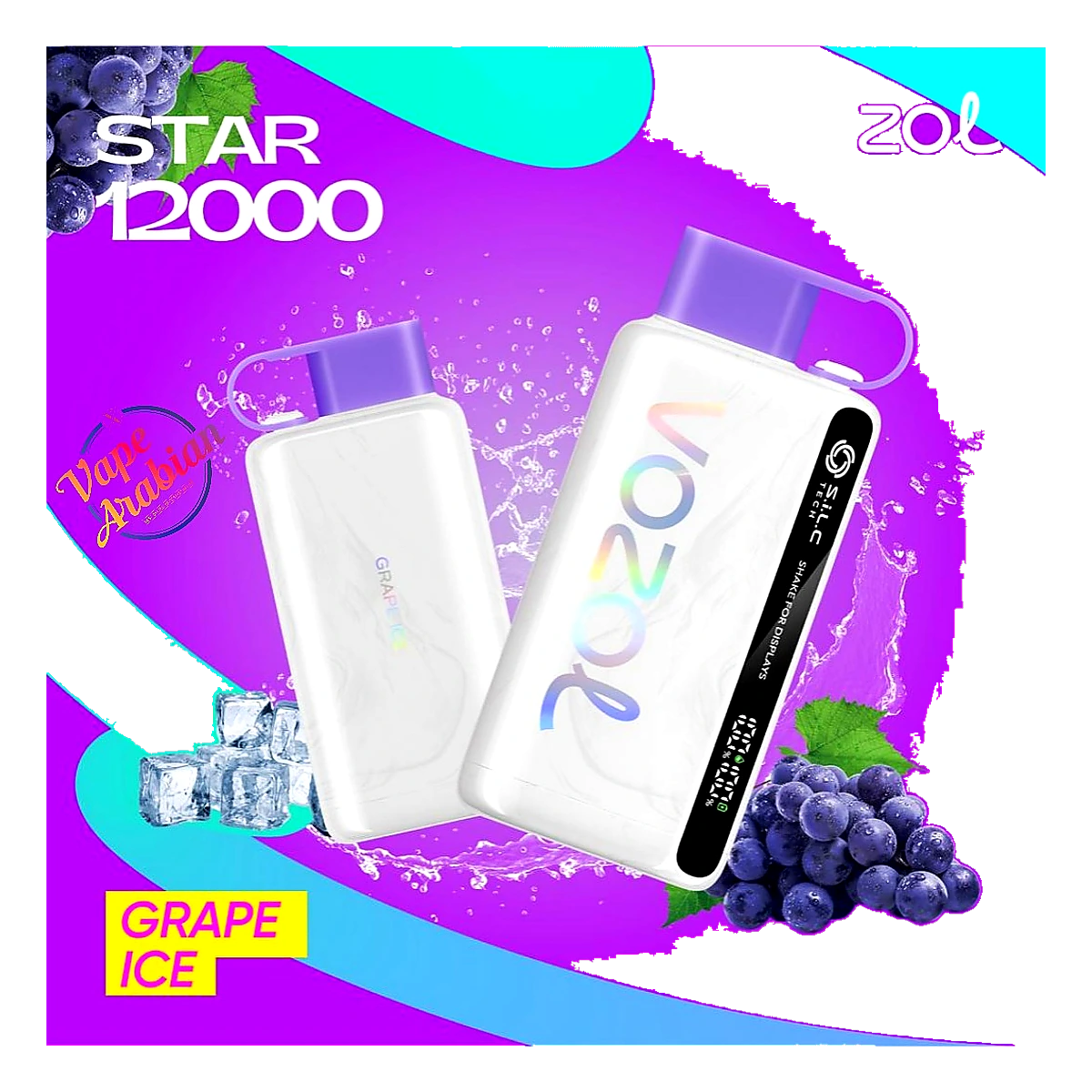 VOZOL STAR 12000 Puffs Disposable Kit In UAE grape-ice UAE