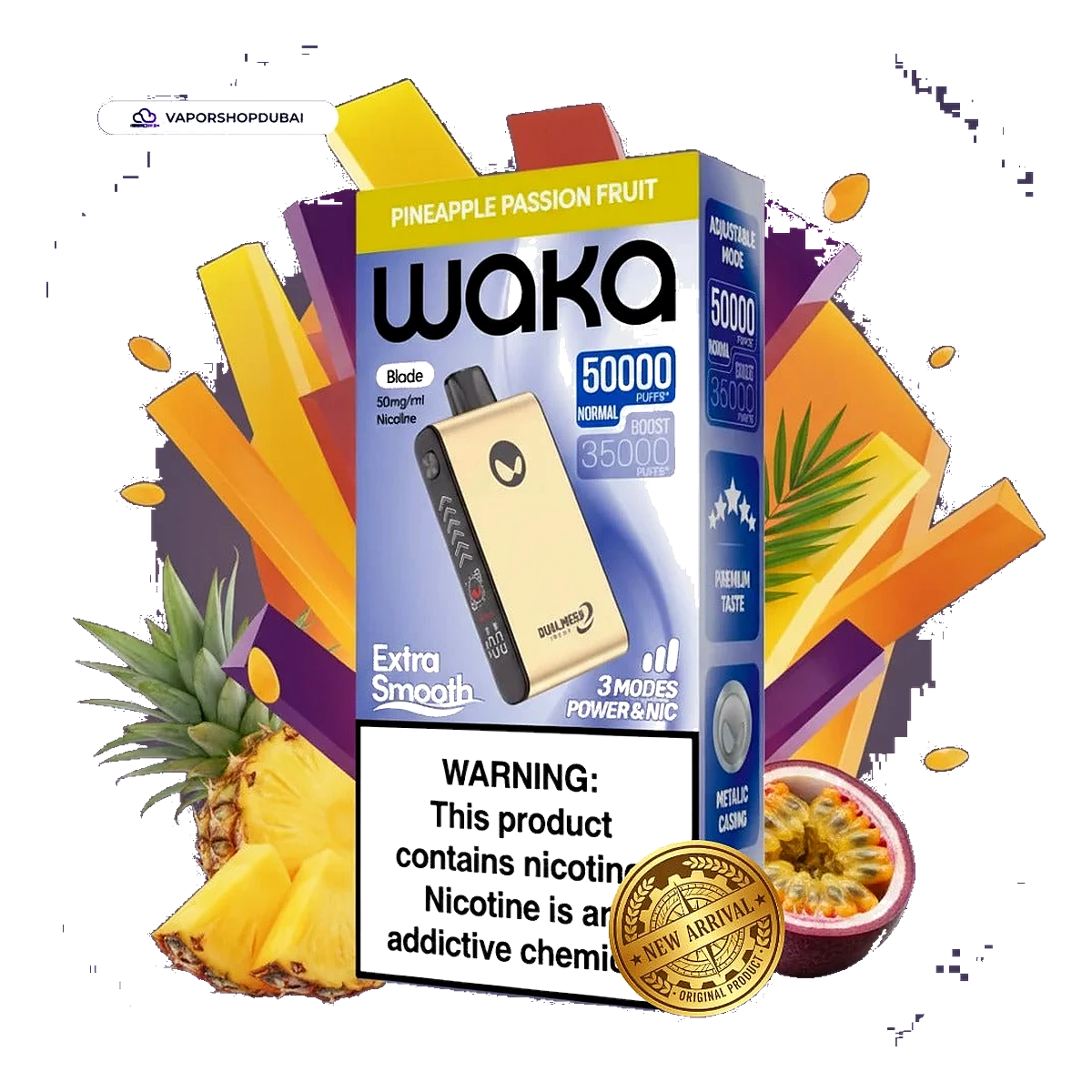 WAKA Blade 50000 Puffs Dubai — Tri-Mesh, Blade & Stealth Mode | AED 55