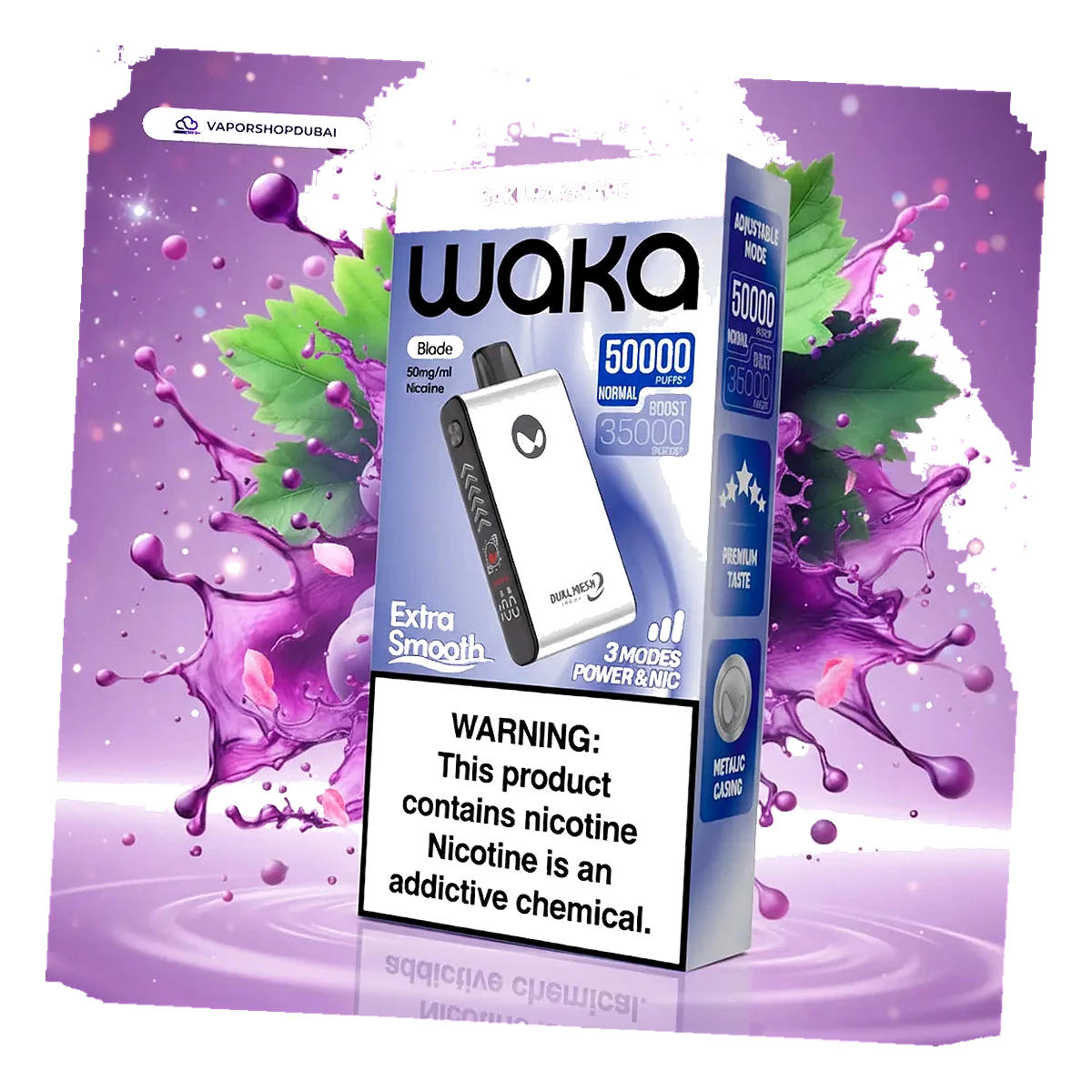 WAKA Blade 50000 Puffs Dubai — Tri-Mesh, Blade & Stealth Mode | AED 55