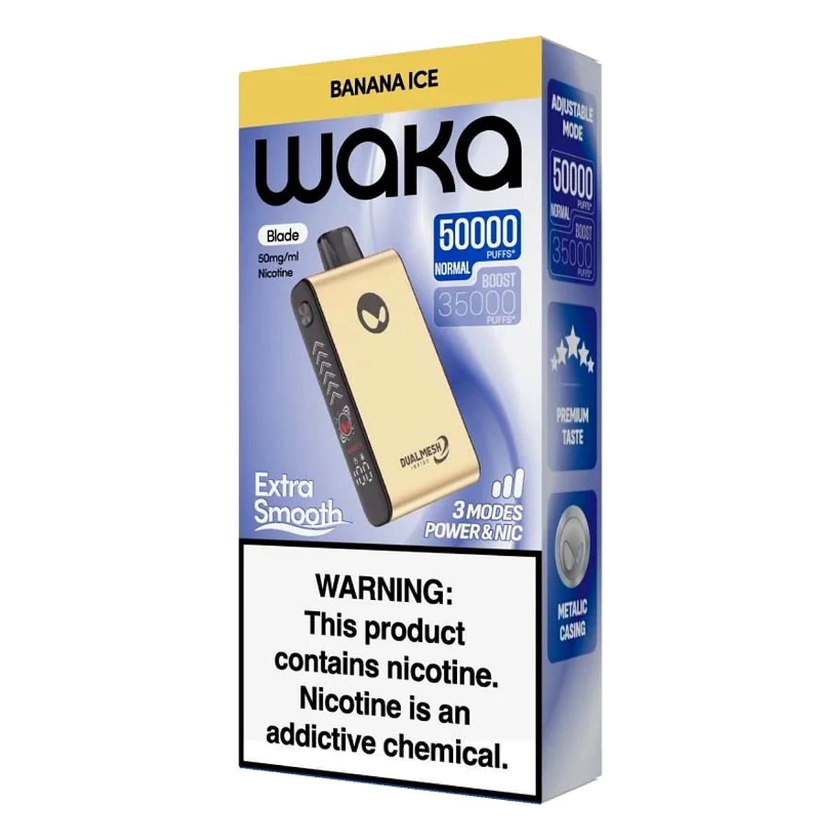 WAKA Blade 50000 Puffs Tri-Mesh Blade & Stealth Mode Banana Ice UAE | Emirates Vapor