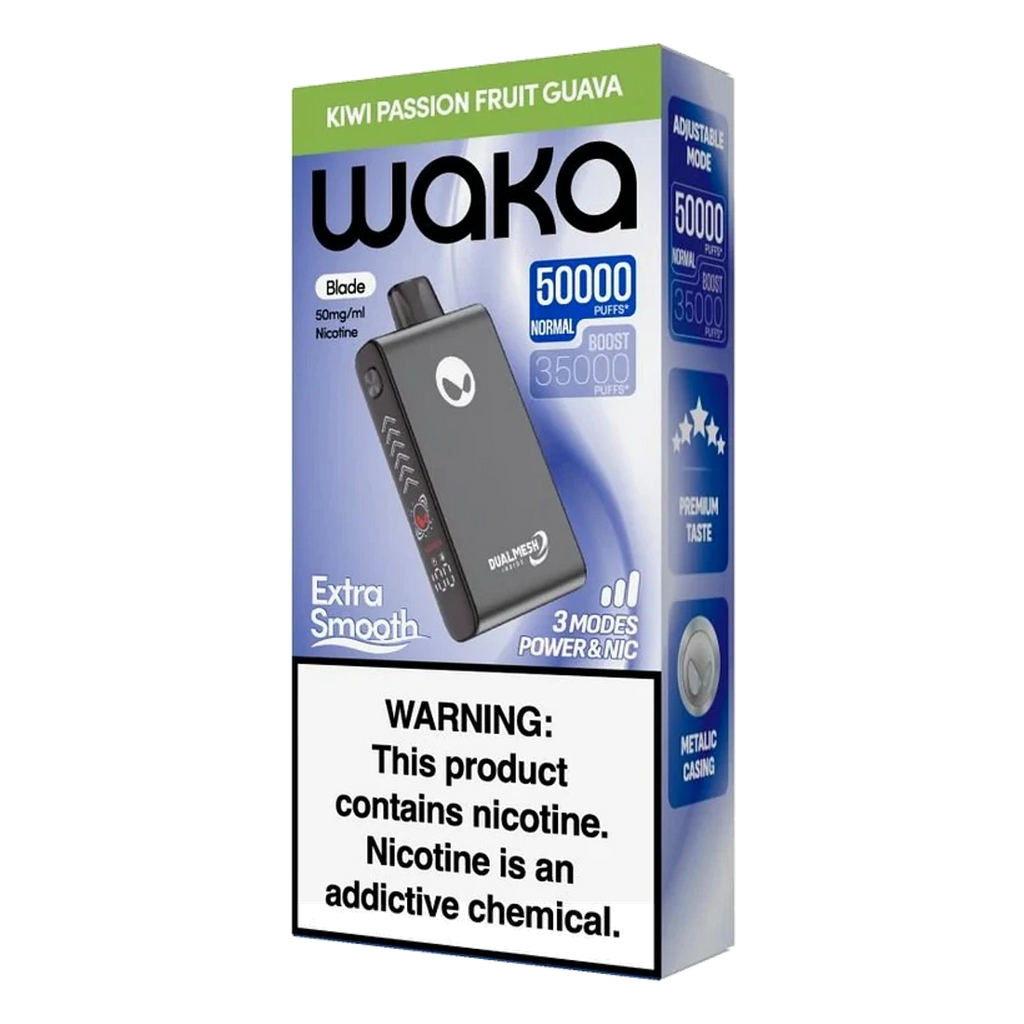 WAKA Blade 50000 Puffs Tri-Mesh Blade & Stealth Mode Kiwi Passion Fruit Guava UAE | Emirates Vapor