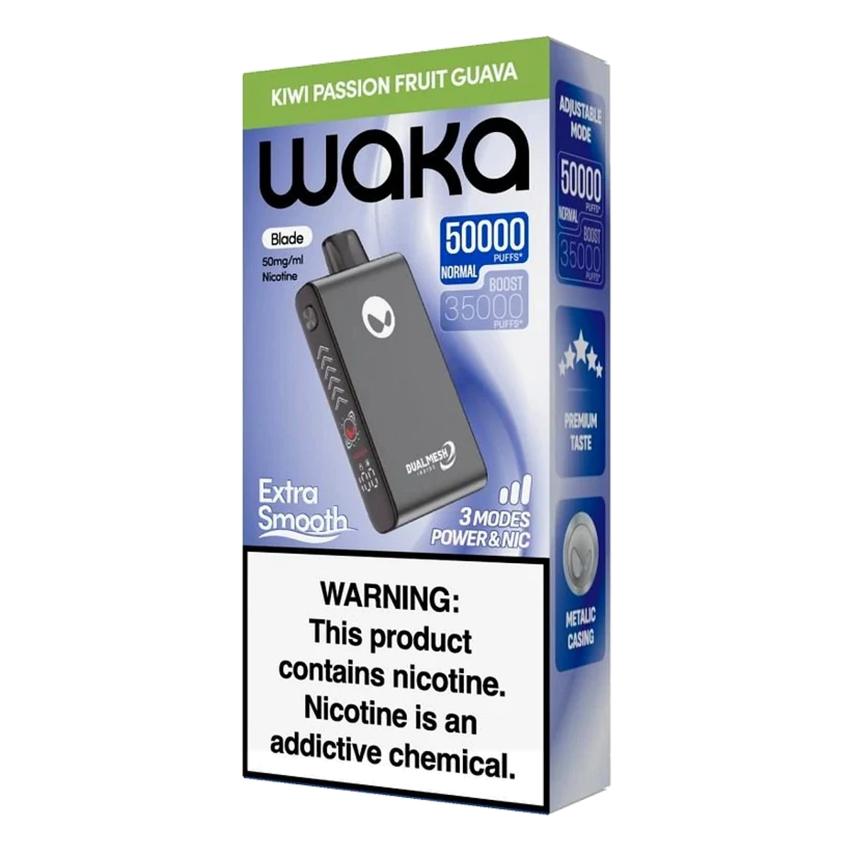 WAKA Blade 50000 Puffs Tri-Mesh Blade & Stealth Mode Kiwi Passion Fruit Guava UAE | Emirates Vapor