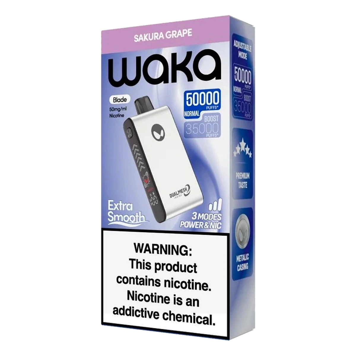WAKA Blade 50000 Puffs Tri-Mesh Blade & Stealth Mode Sakura Grape UAE | Emirates Vapor