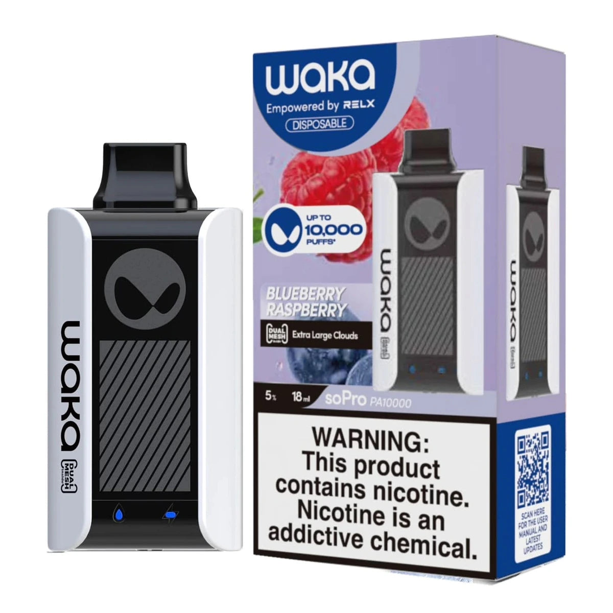 WAKA SoPro PA10000 Puffs 50MG Rechargeable Vape UAE Blueberry Raspberry