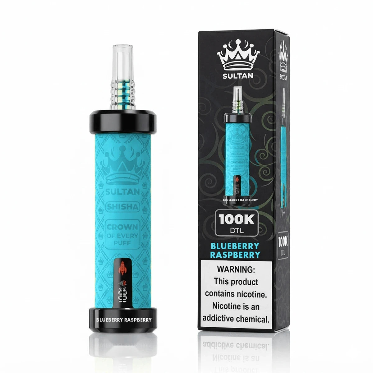 XTRA SULTAN 100K Puffs DTL Shisha 2mg Disposable Vape UAE Blueberry Raspberry