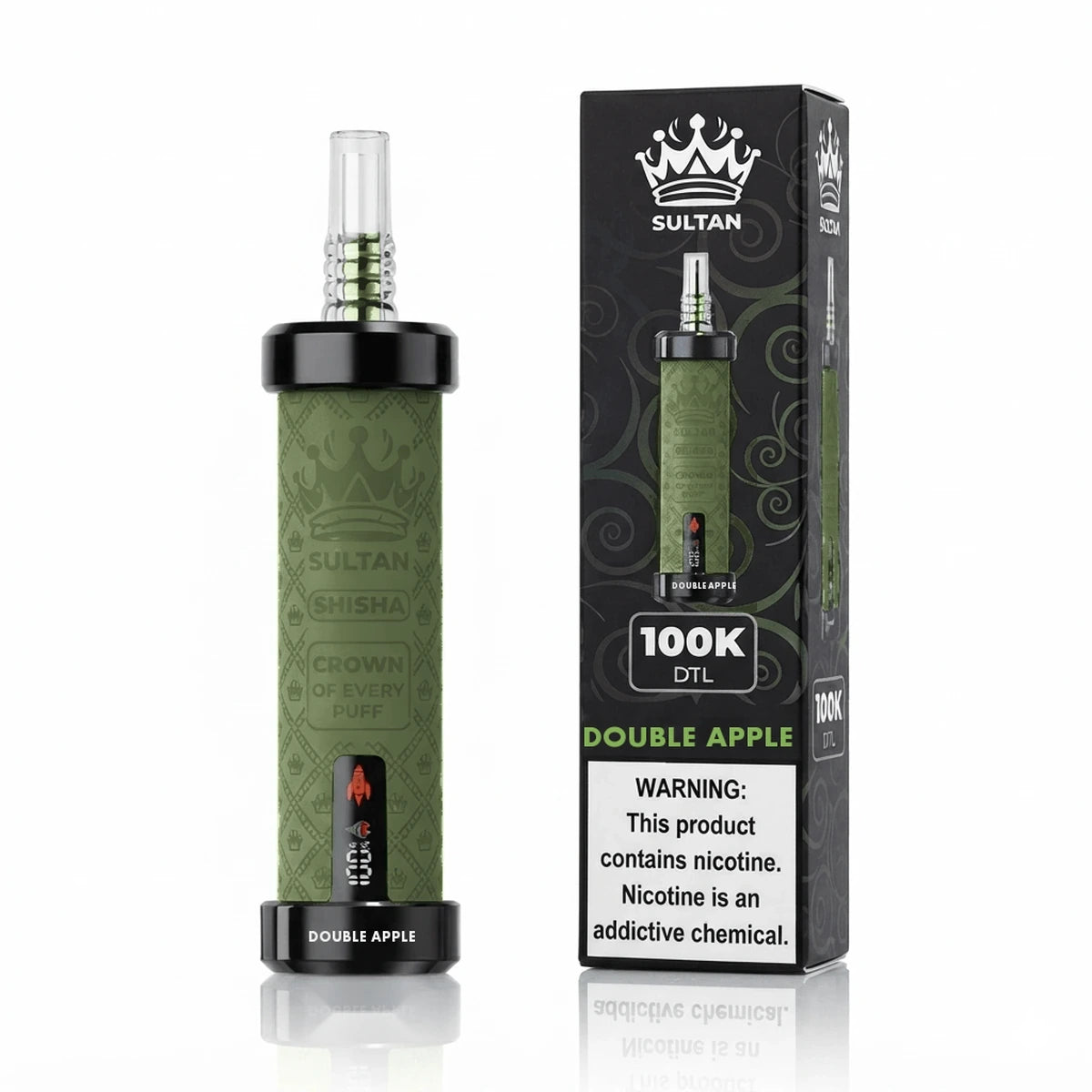 XTRA SULTAN 100K Puffs DTL Shisha 2mg Disposable Vape UAE Double Apple