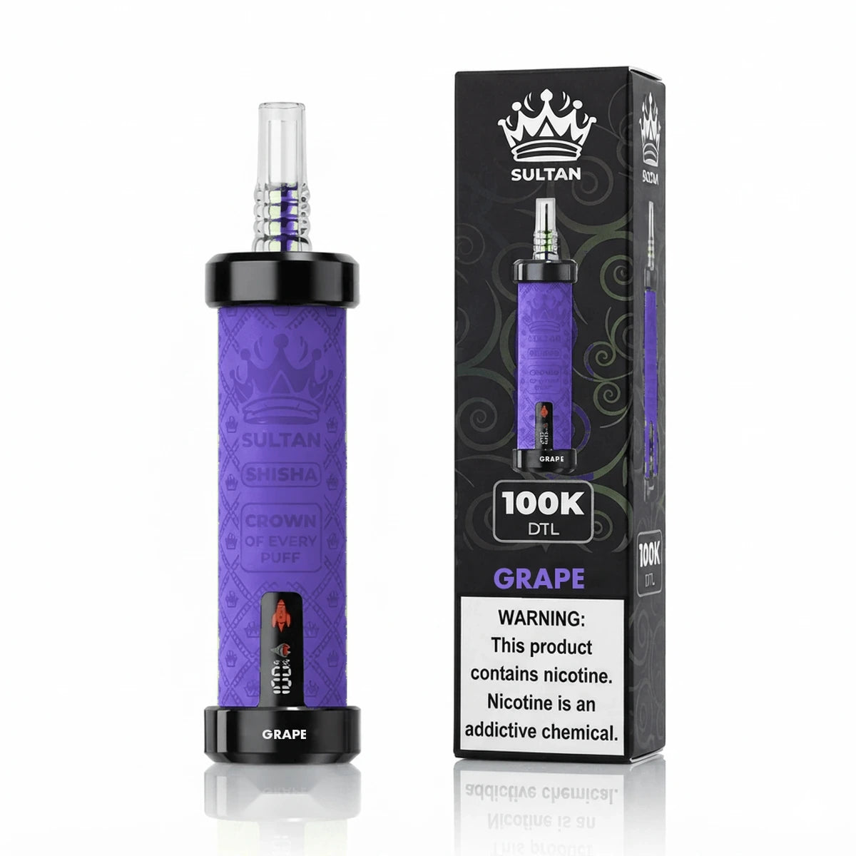 XTRA SULTAN 100K Puffs DTL Shisha 2mg Disposable Vape UAE Grape