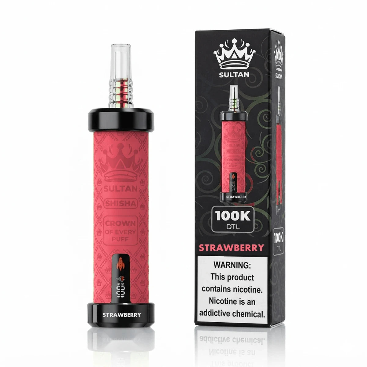 XTRA SULTAN 100K Puffs DTL Shisha 2mg Disposable Vape UAE Strawberry